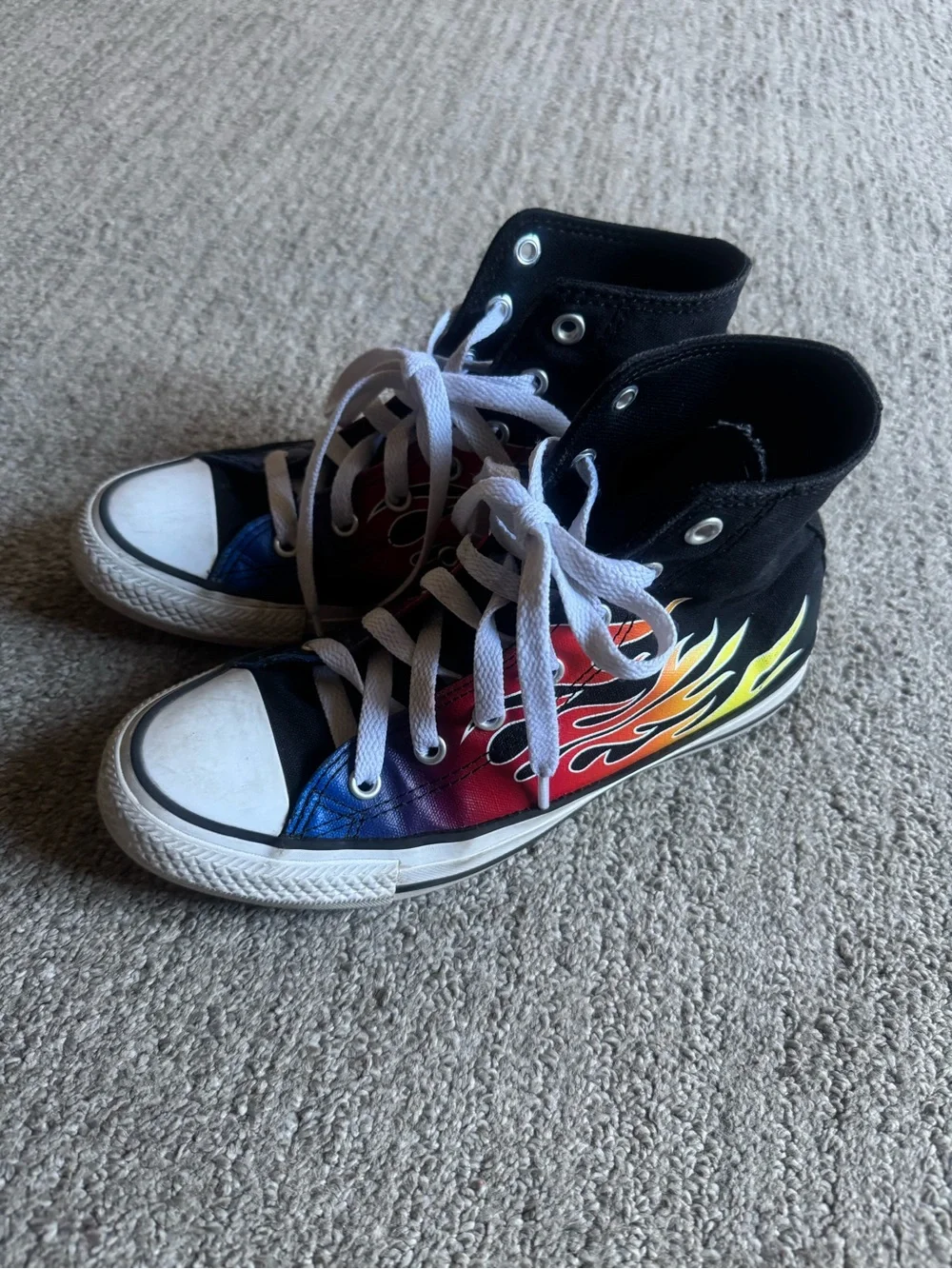 Converse Kids' High-Top Sneakers with Flame Print - Black/Multi